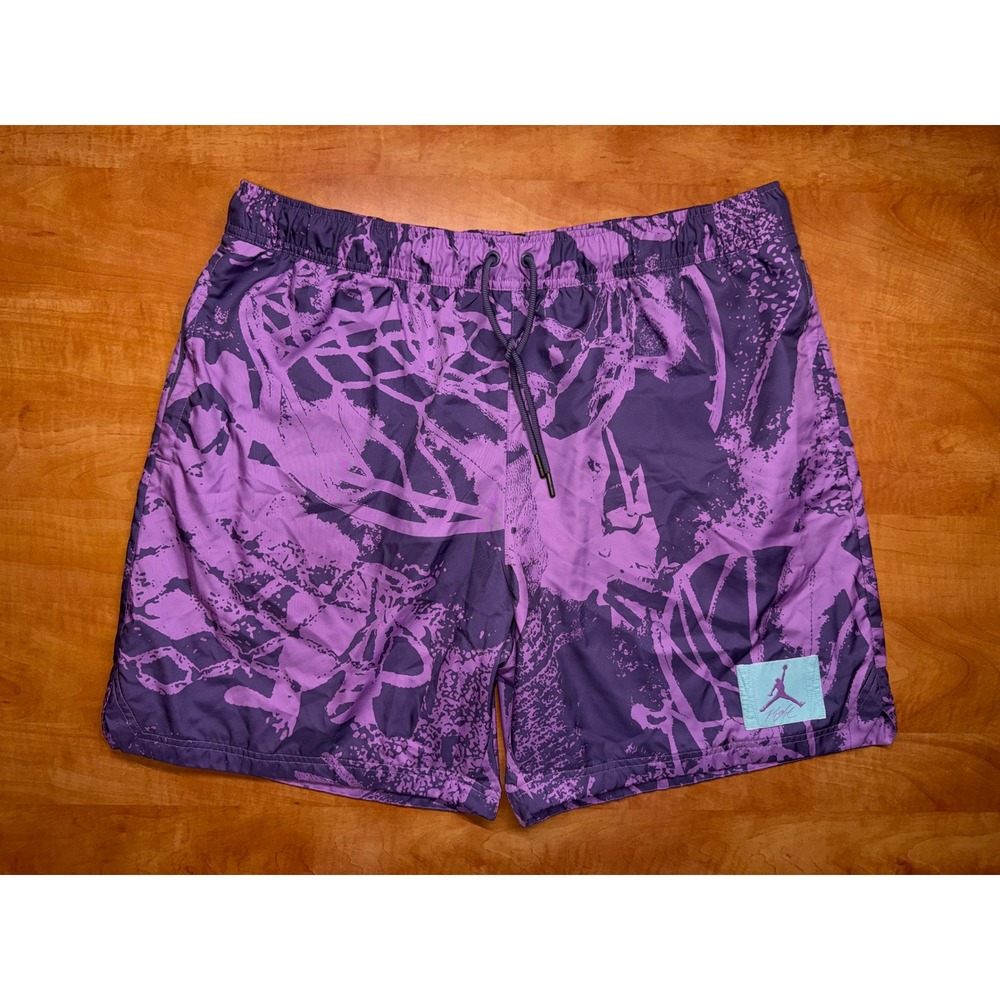 Jordan Flight Essentials Purple Basketball Net Print Mesh Lined Shorts Mens XL